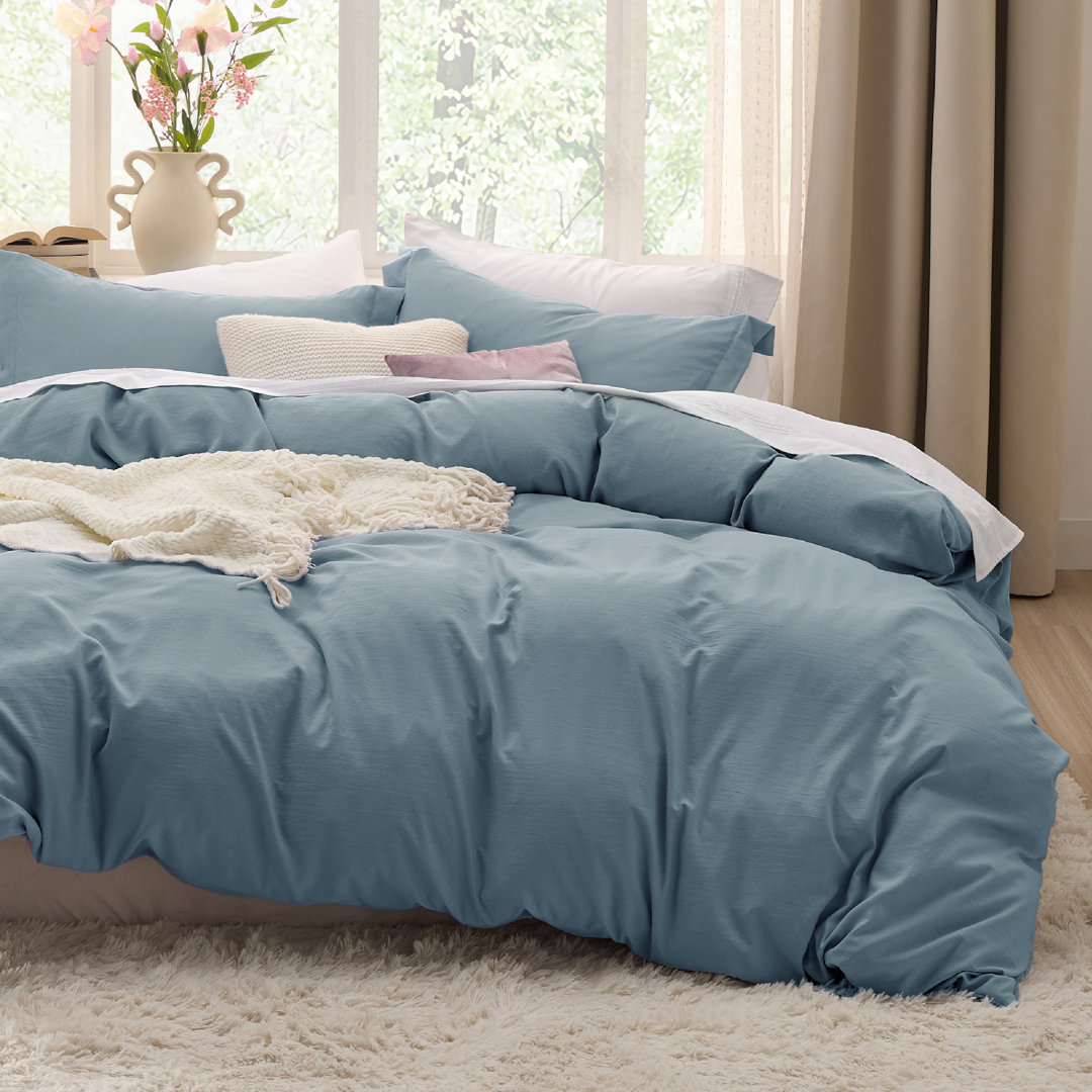 Bedsure Microfiber Duvet Cover Sets- Prewashed Cotton-Like Soft Bedding Set